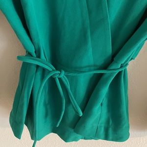 Green V neck silk wrap blouse— Size 6 — J. Crew